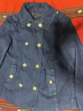 Zara Dark Blue Double-Breasted Peacoat with Gold Buttons